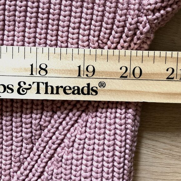 Ann Taylor Cable Knit LS Cotton Blend Crew Neck, Rose Pink Sweater, EUC,sz Large - Picture 8 of 11